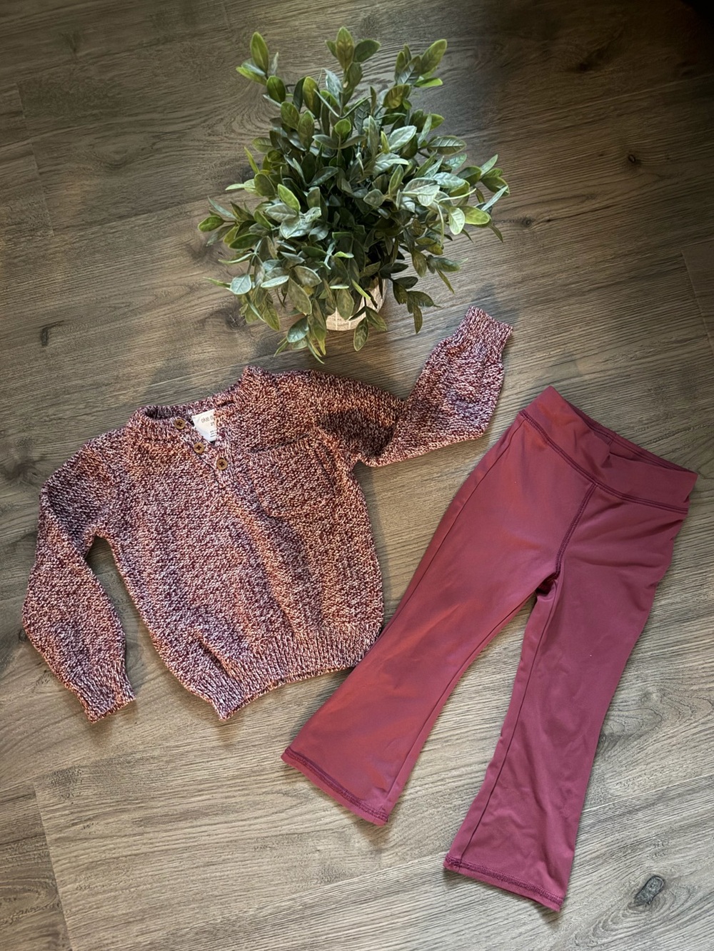okie dokie Mauve/Purple Knit Sweater + Plum Stretch Pants Set